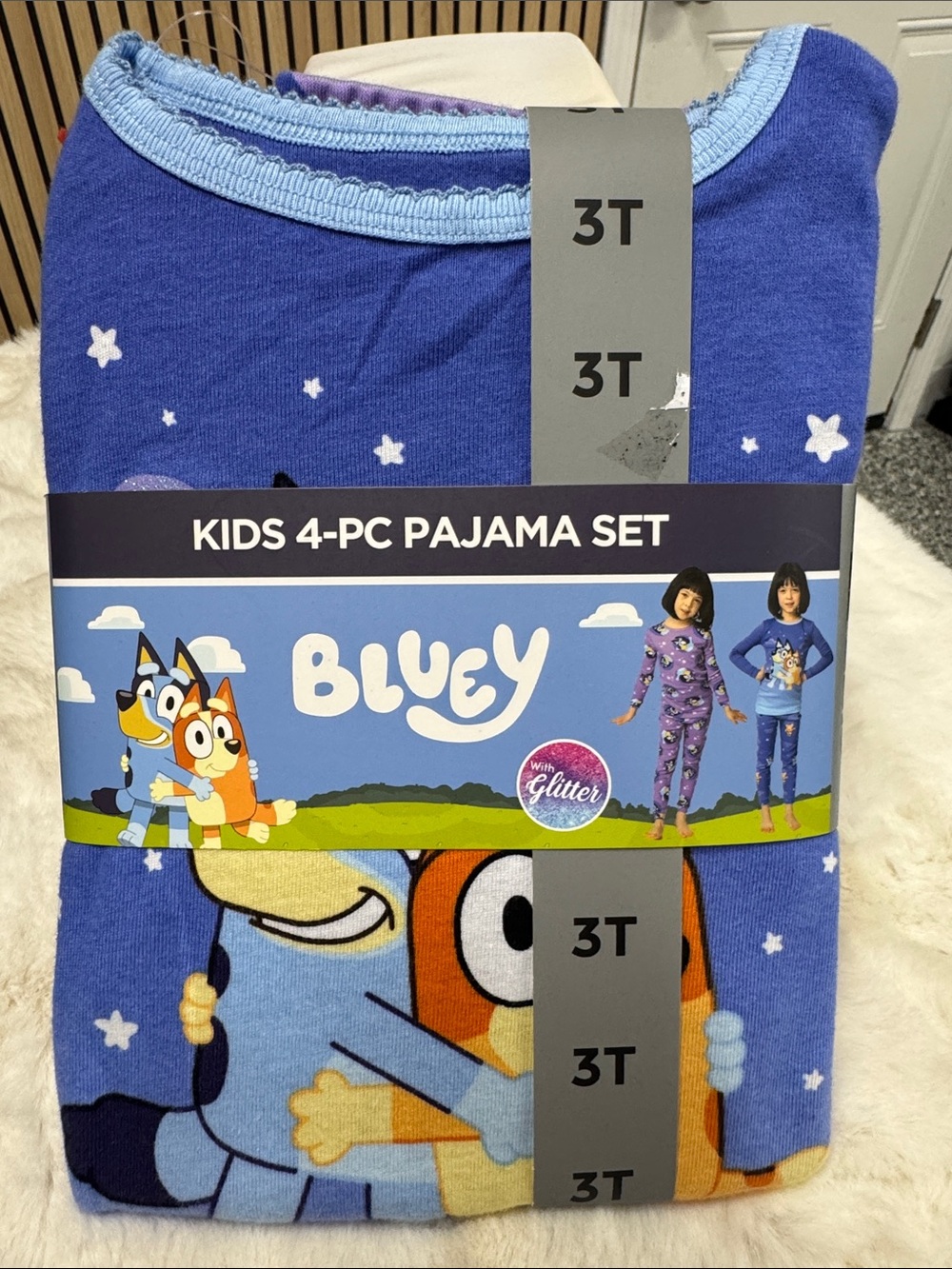 Bluey Kids 4-Piece Blue Pajama Set - Blue, 3T